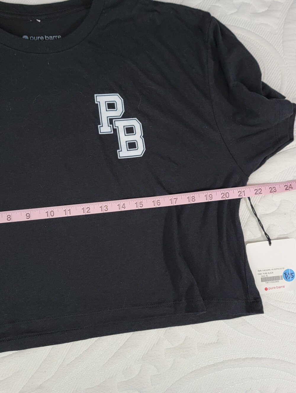 NWT Pure Barre Women's XL Black Short Sleeve Cropped T Shirt Pilates Workout - Picture 5 of 6